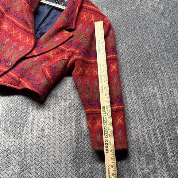 Vtg 80s 90s Jonathan Stevens Womens Large Aztec Boho Wool Cropped‎ Jacket Blazer - Picture 10 of 10